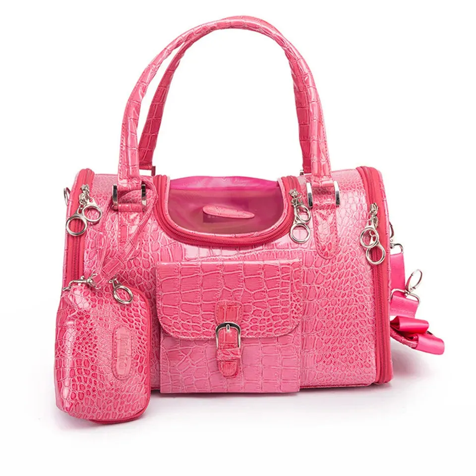 Croc Pet Dog Cat Travel Carrier - Pink