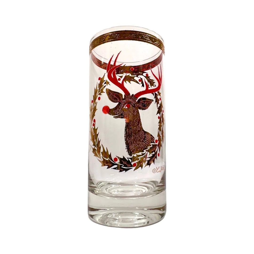 Culver Signed Mid-Century Rudolph The Red Nose Reindeer Highball Glass (Single)