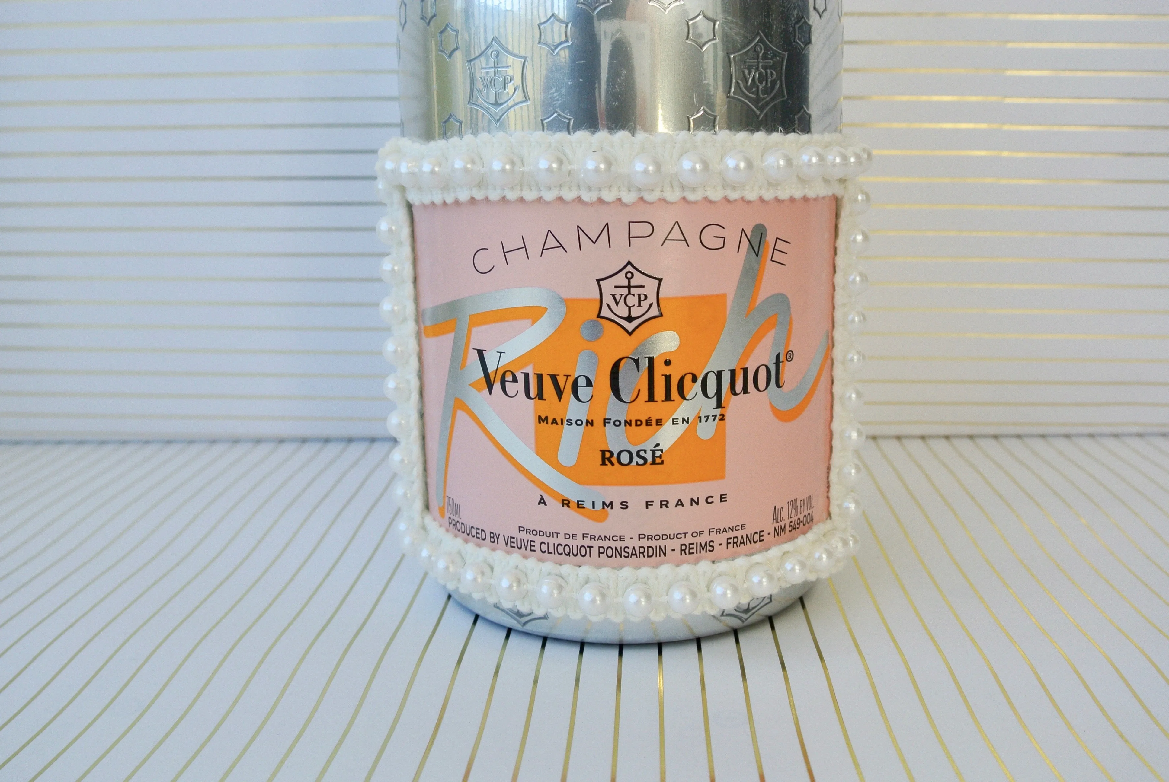 Custom 2022 Pearls on Pearls Custom Veuve Clicquot Champagne Bottle