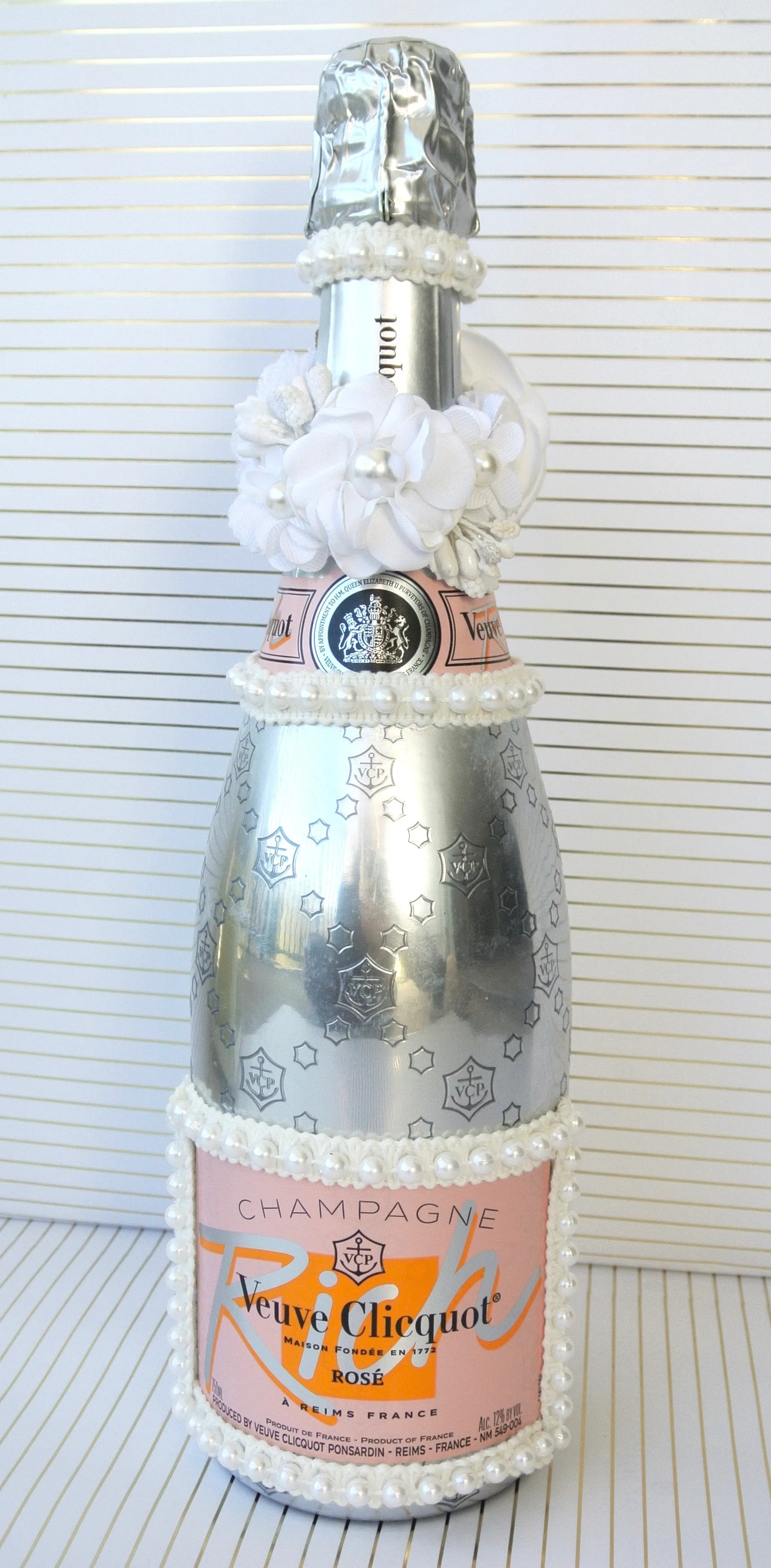 Custom 2022 Pearls on Pearls Custom Veuve Clicquot Champagne Bottle