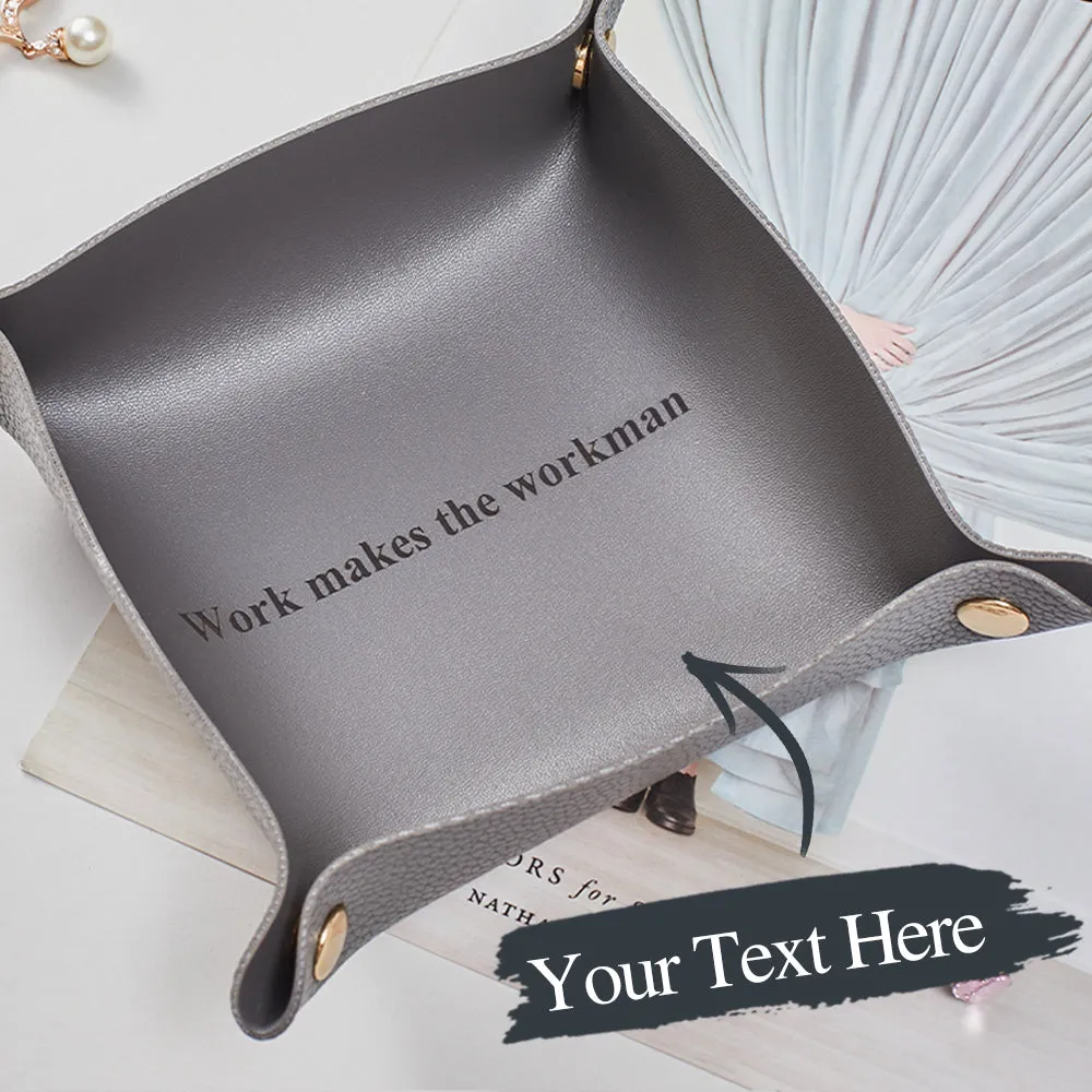 Custom Engraved Jewelry Tray Simple Unique Design PU Leather Engraved Text Unique Gift