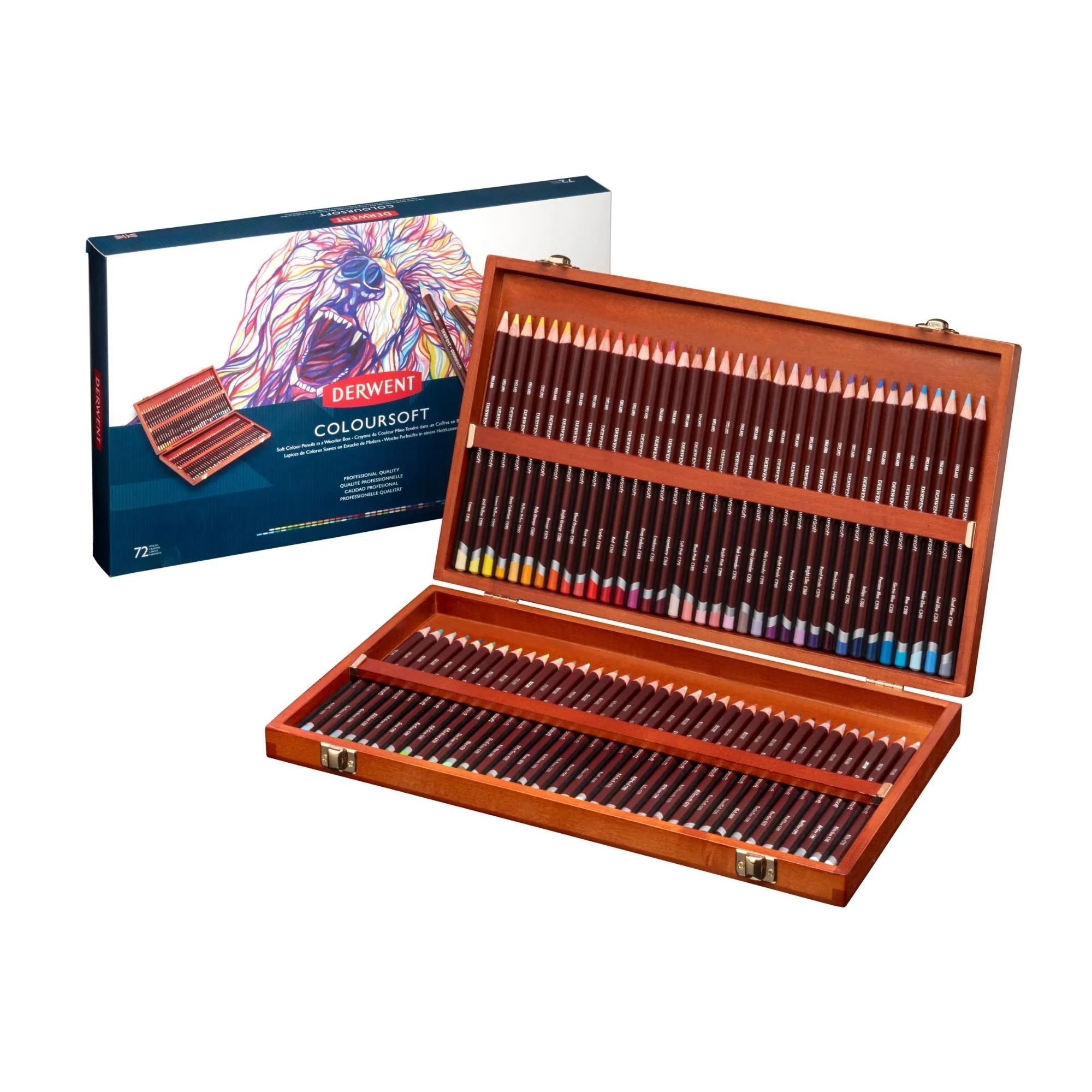 Derwent Coloursoft Pencils - Wooden Box Set of 72