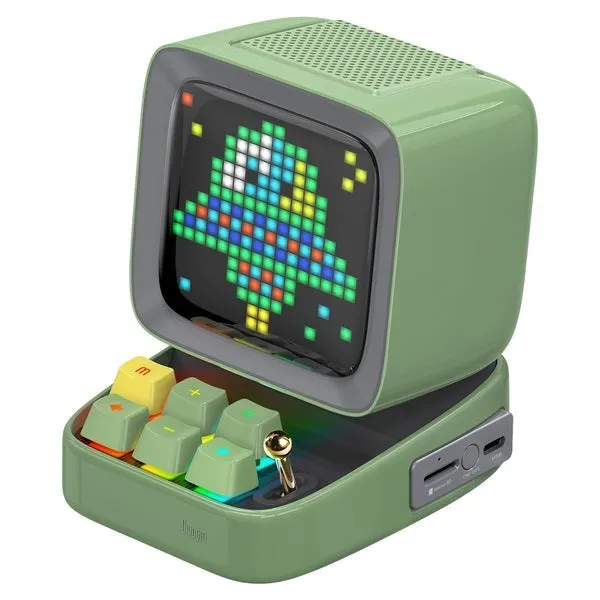 Divoom Ditoo Plus LED Bluetooth Speaker, Pixel Art Display, Game Console, Green, Design Your Own Artwork