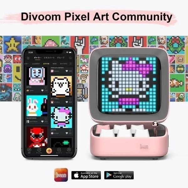 Divoom Ditoo Plus LED Bluetooth Speaker, Pixel Art Display, Game Console, Green, Design Your Own Artwork