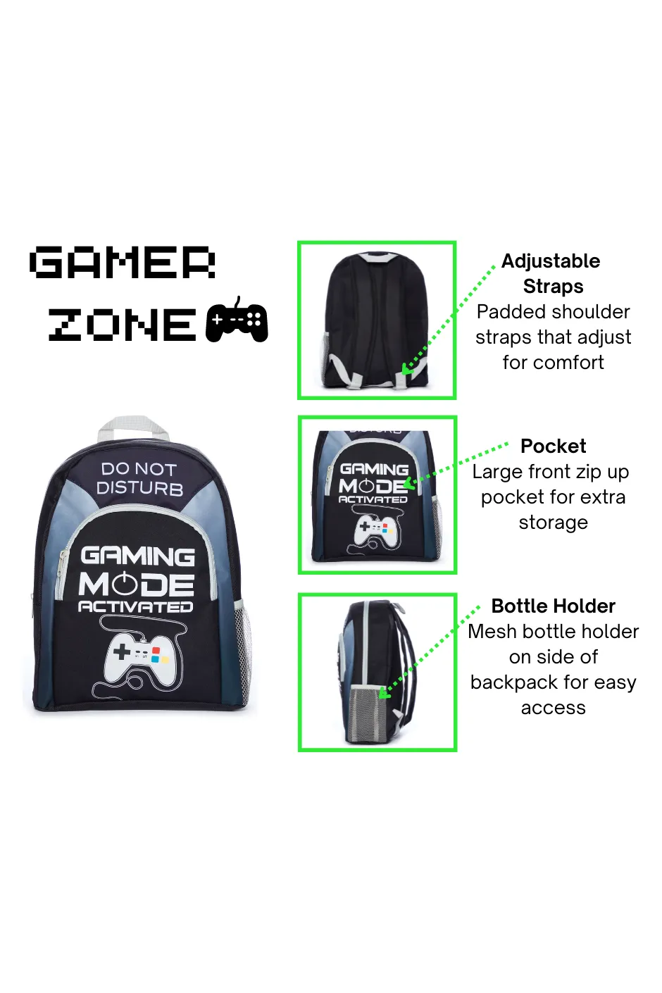 Do Not Disturb Gaming Mode Activated School Bag, Kids Boys Gamer Backpack