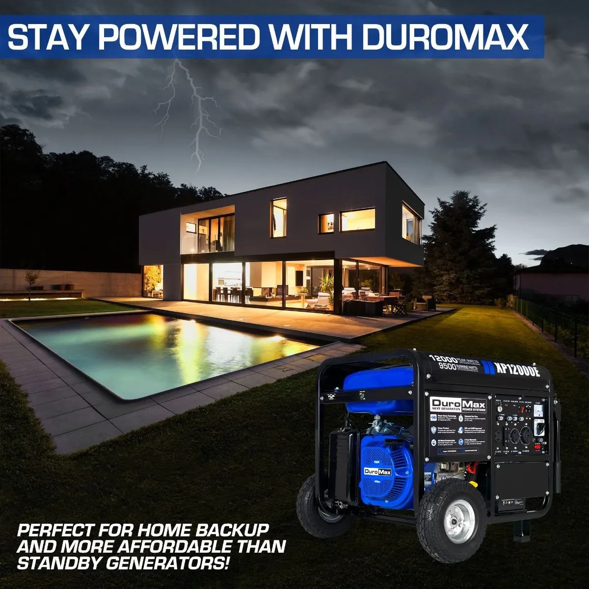 DuroMax XP12000E 9500W/12000W Gas Electric Start Generator New