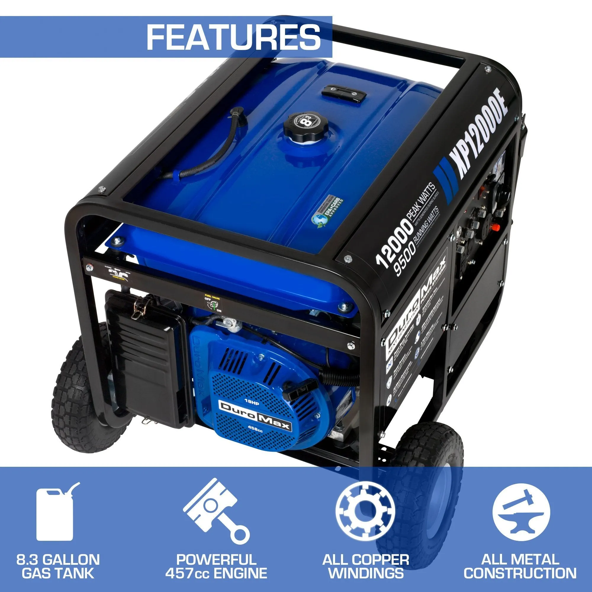 DuroMax XP12000E 9500W/12000W Gas Electric Start Generator New