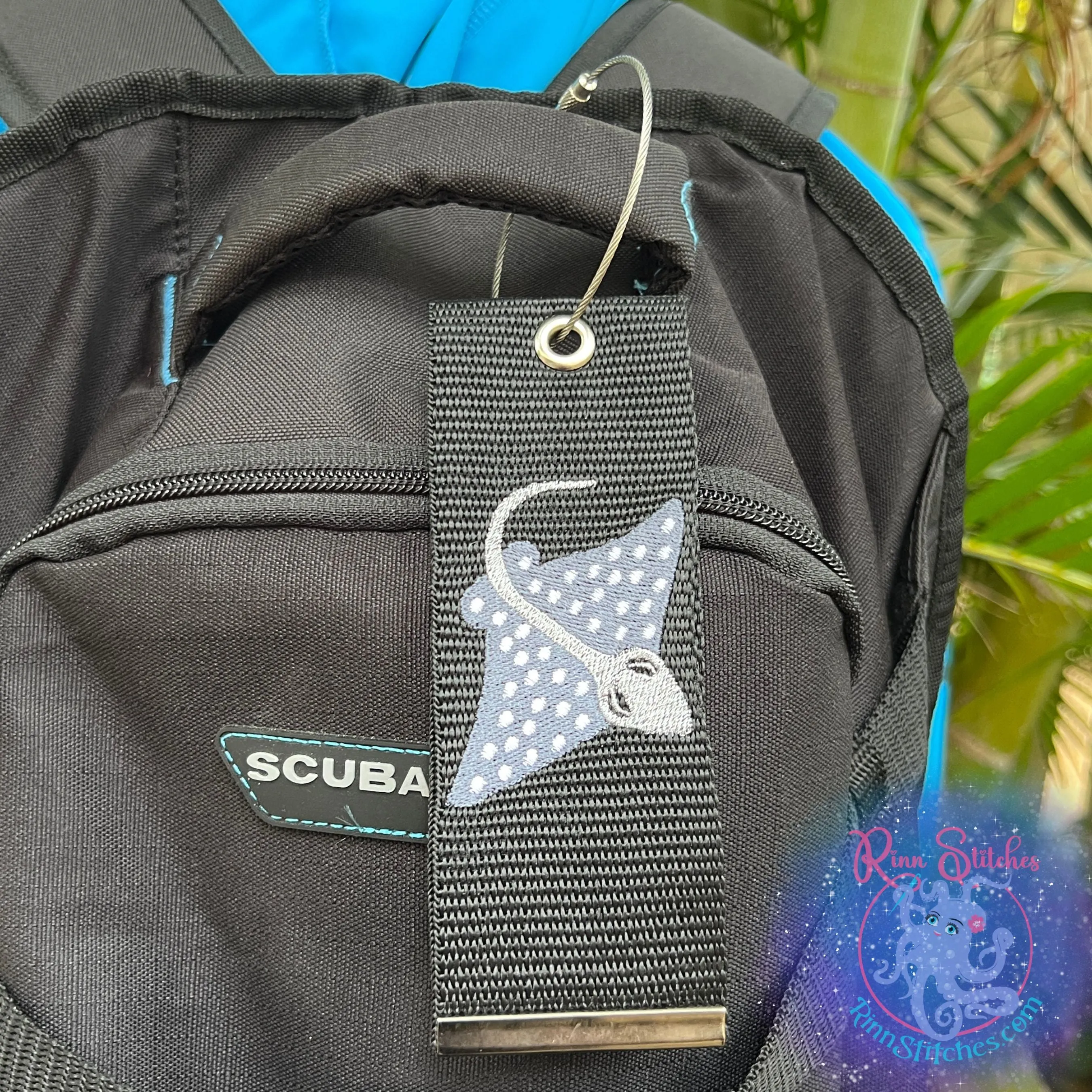 Eagle Ray Luggage Tag, Personalized Embroidered Bag Tag