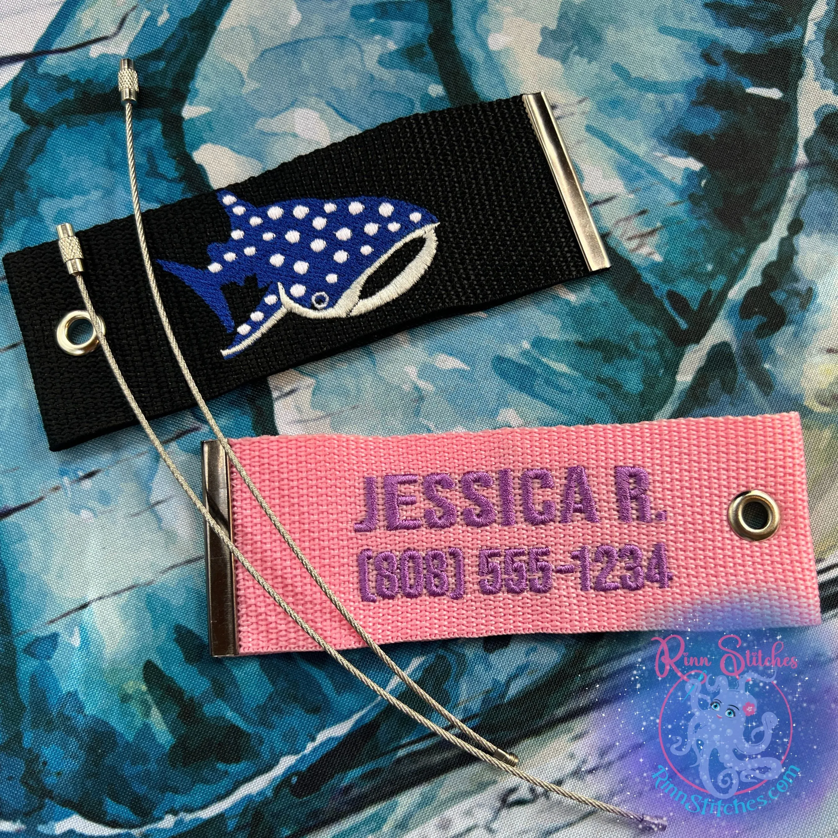 Eagle Ray Luggage Tag, Personalized Embroidered Bag Tag