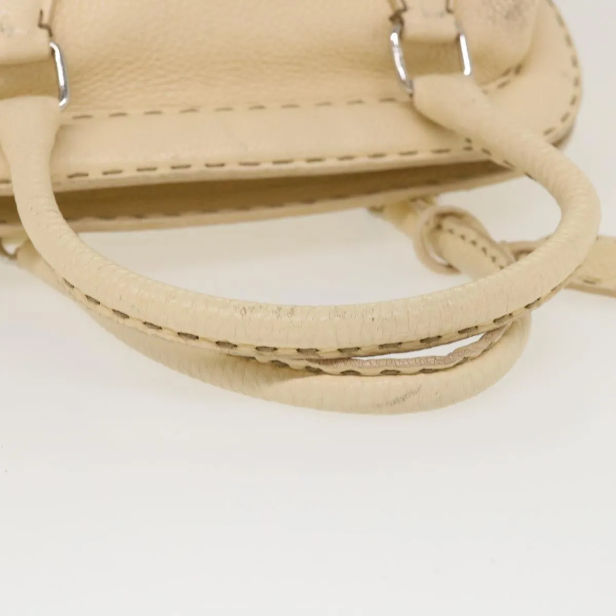 FENDI Celeria Hand Bag Leather Beige  rd4791