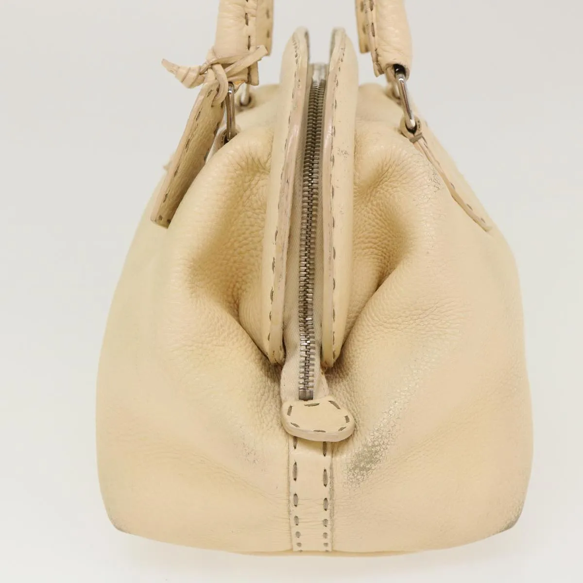 FENDI Celeria Hand Bag Leather Beige  rd4791