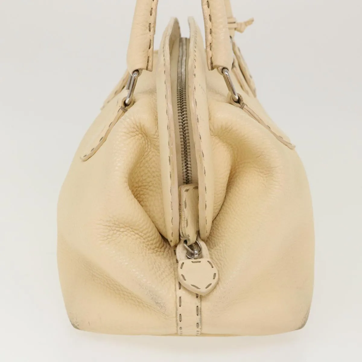 FENDI Celeria Hand Bag Leather Beige  rd4791