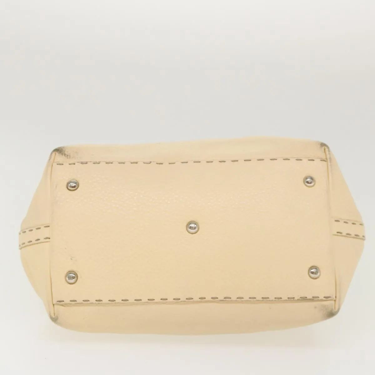 FENDI Celeria Hand Bag Leather Beige  rd4791