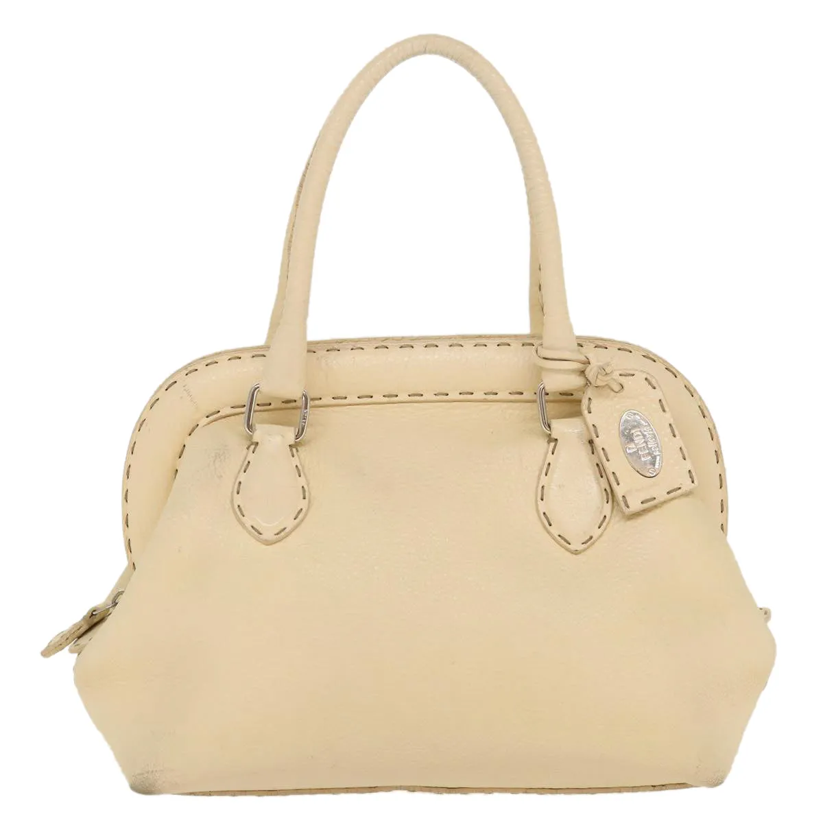 FENDI Celeria Hand Bag Leather Beige  rd4791