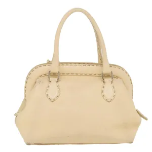 FENDI Celeria Hand Bag Leather Beige  rd4791