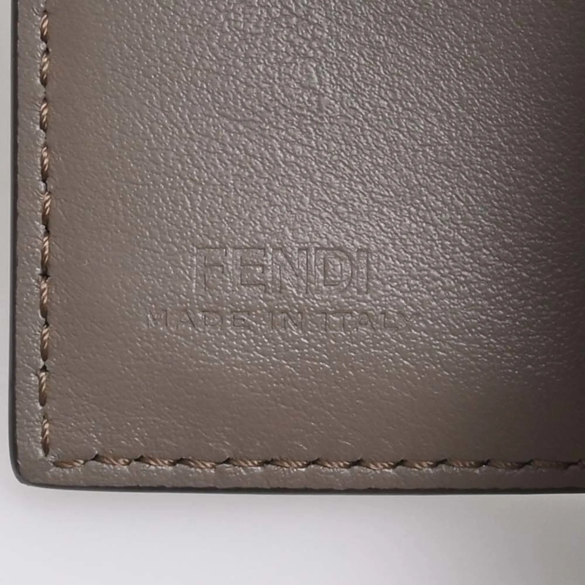 FENDI Leather Micro Trifold Wallet 8M0395 Greige Ladies