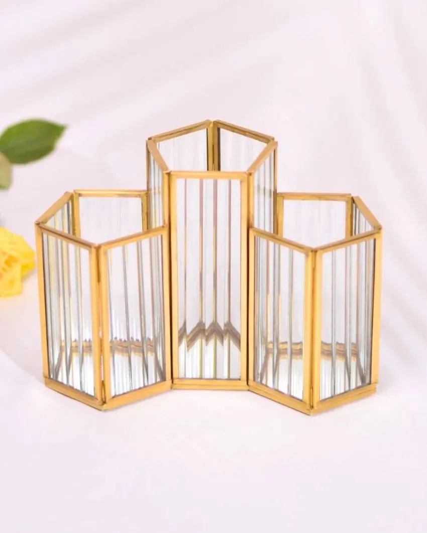 Fluted Glass Cutlery & Desk Stationary Organizer | 8 x 4 x 5 inches