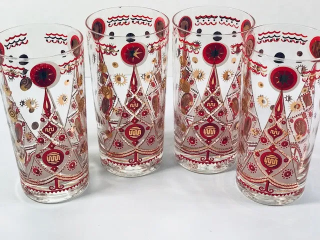 Fred Press Signed Atomic Christmas Tree Glasses (Set of 4)