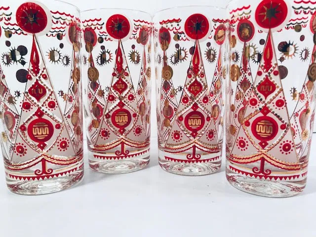 Fred Press Signed Atomic Christmas Tree Glasses (Set of 4)