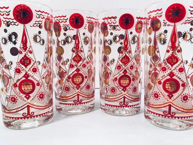 Fred Press Signed Atomic Christmas Tree Glasses (Set of 4)