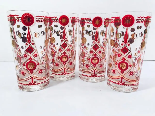 Fred Press Signed Atomic Christmas Tree Glasses (Set of 4)