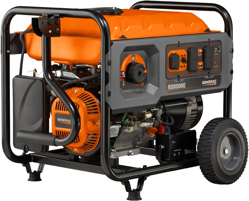 Generac RS8000E 8000W/10000W Portable Generator Electric Start with 25 Foot Cord Gas New