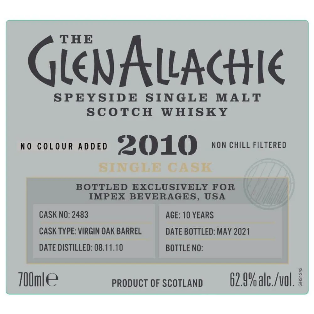 GlenAllachie 2010 10 Year Old Virgin Oak Single Cask #2483