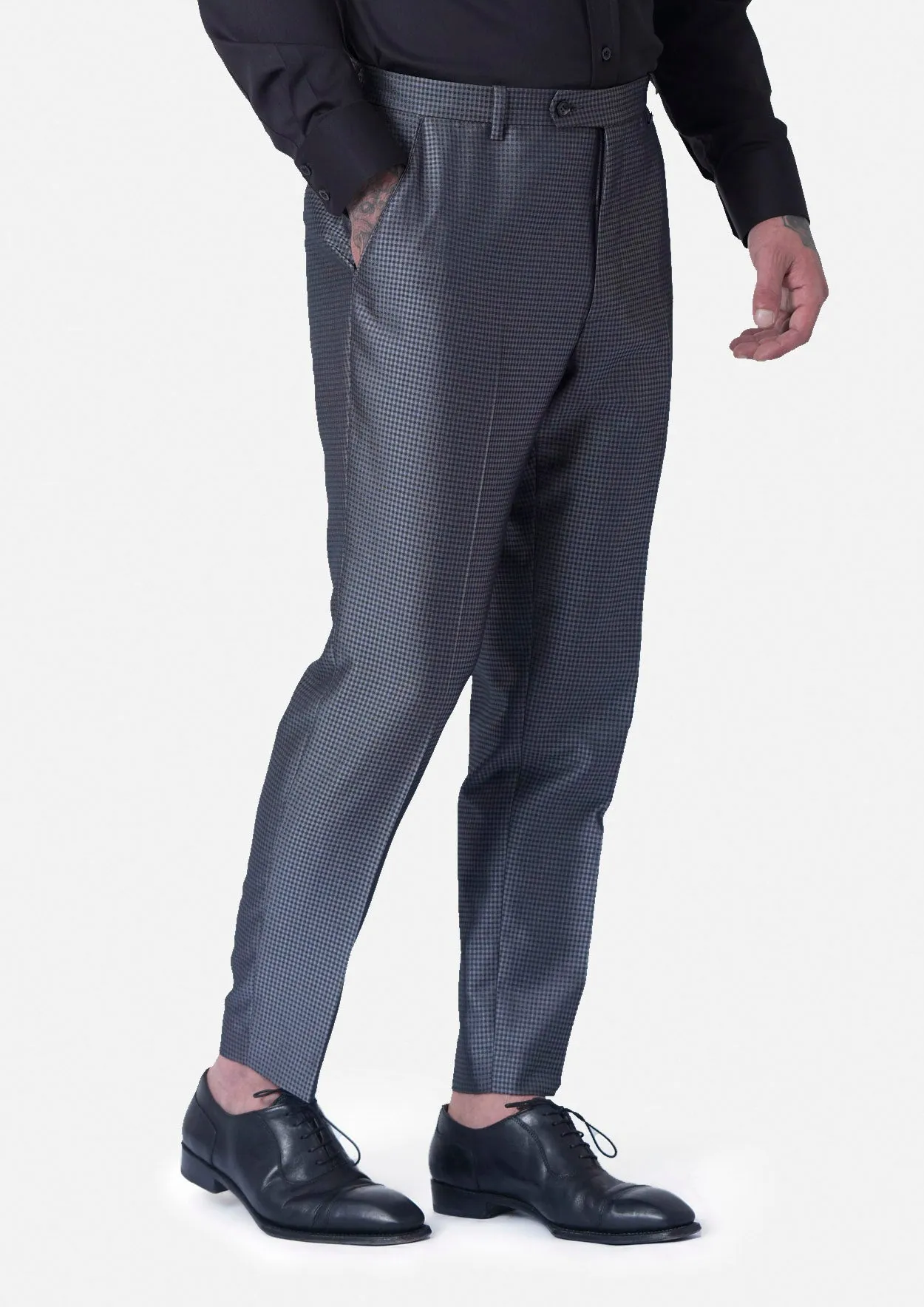 Grey Microcheck Pants