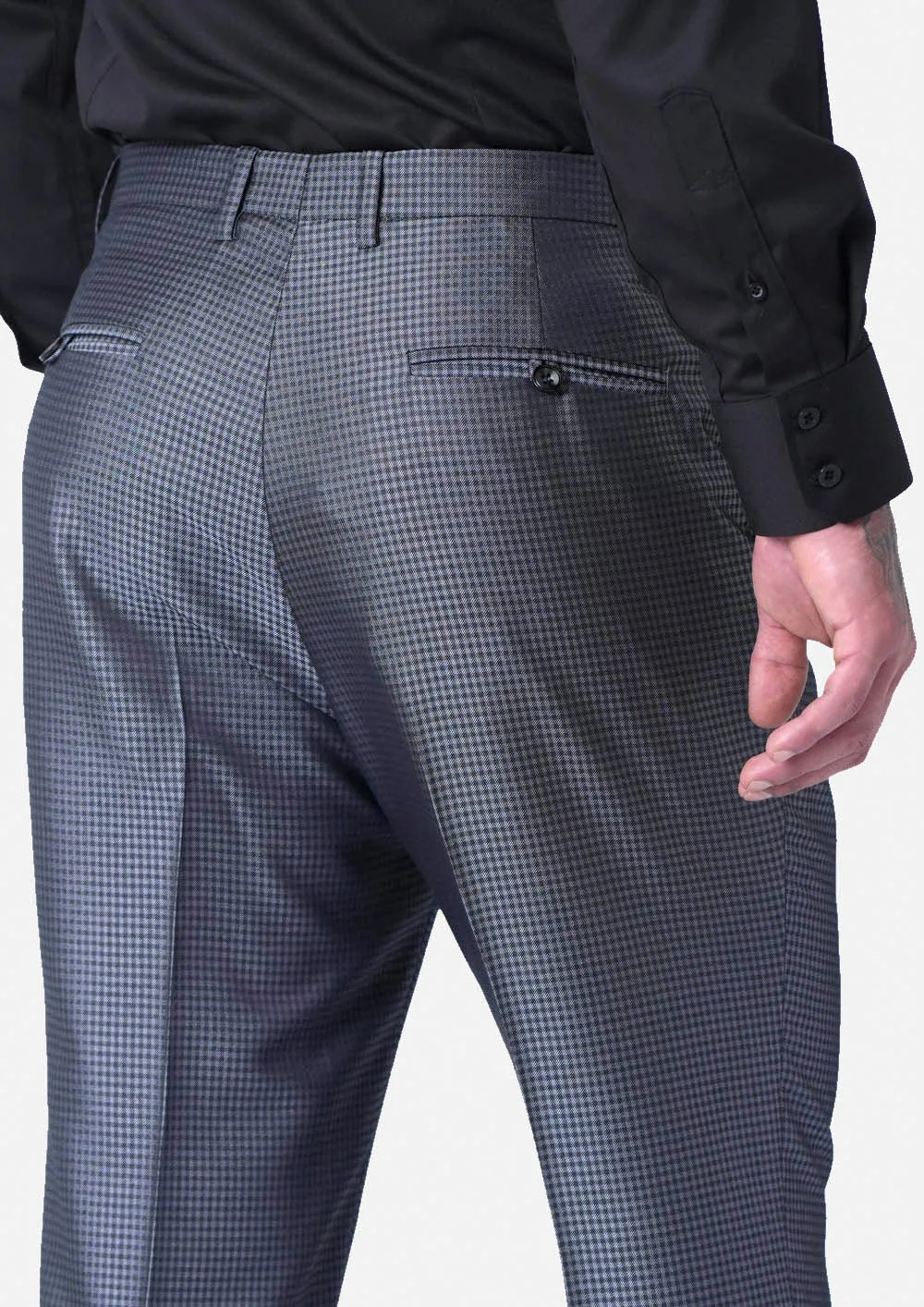 Grey Microcheck Pants