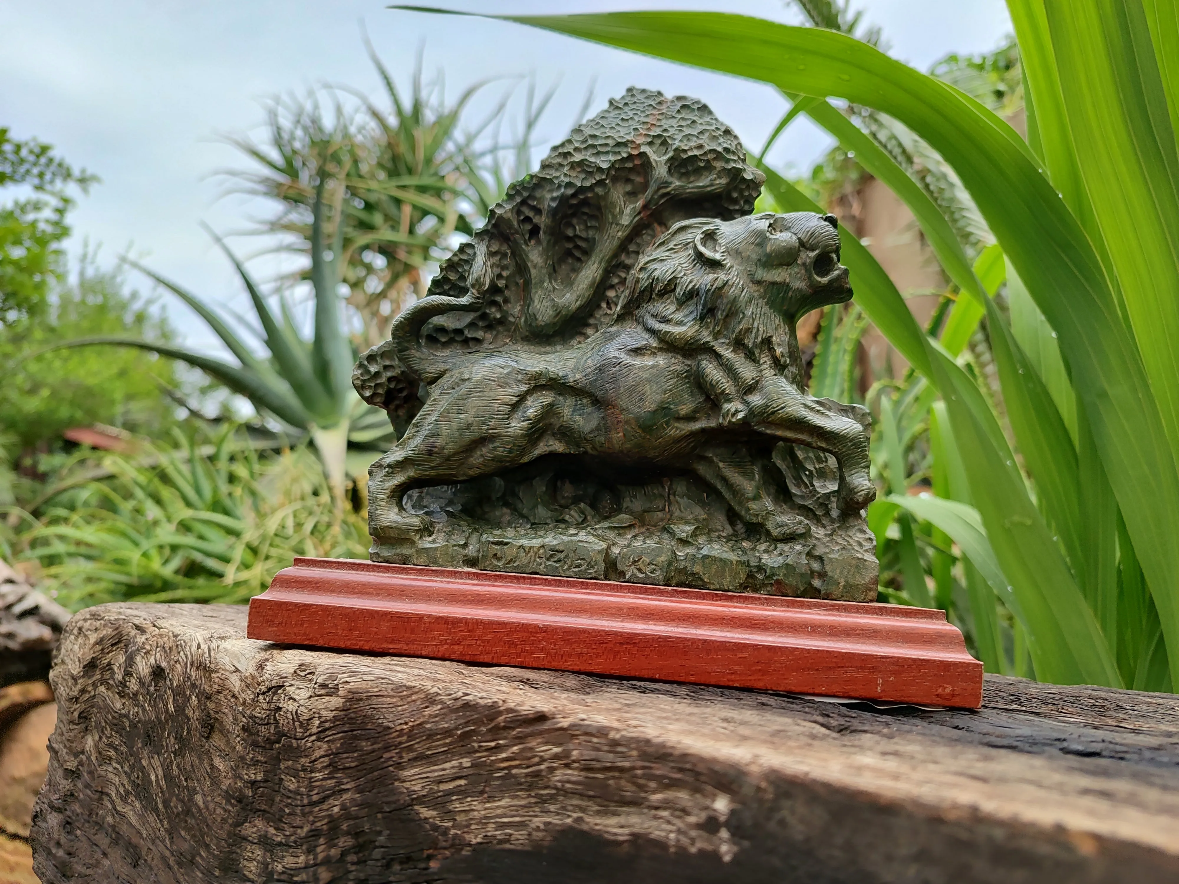 Hand Made Green Verdite Lion Carving x 1 From Zimbabwe