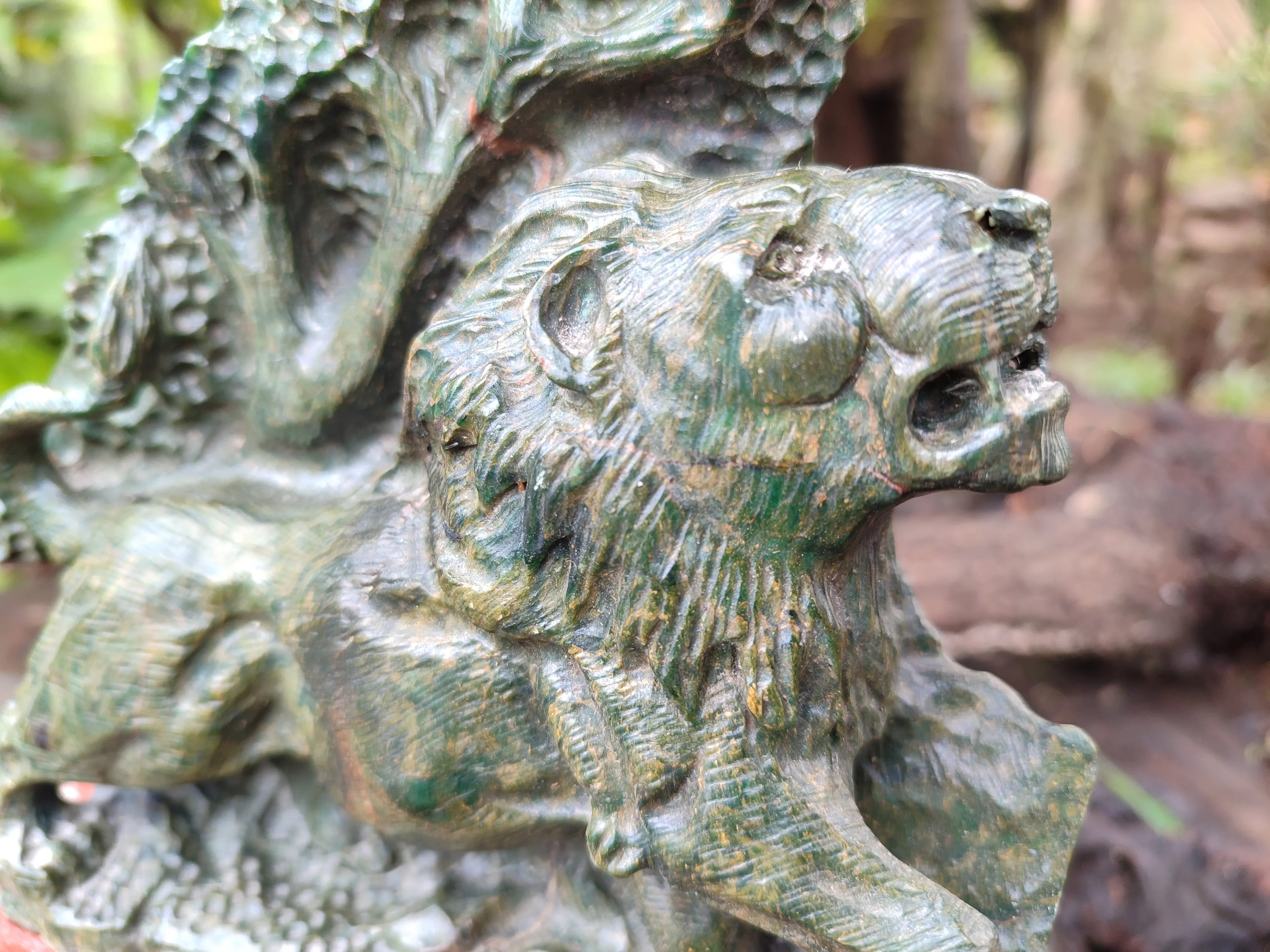 Hand Made Green Verdite Lion Carving x 1 From Zimbabwe