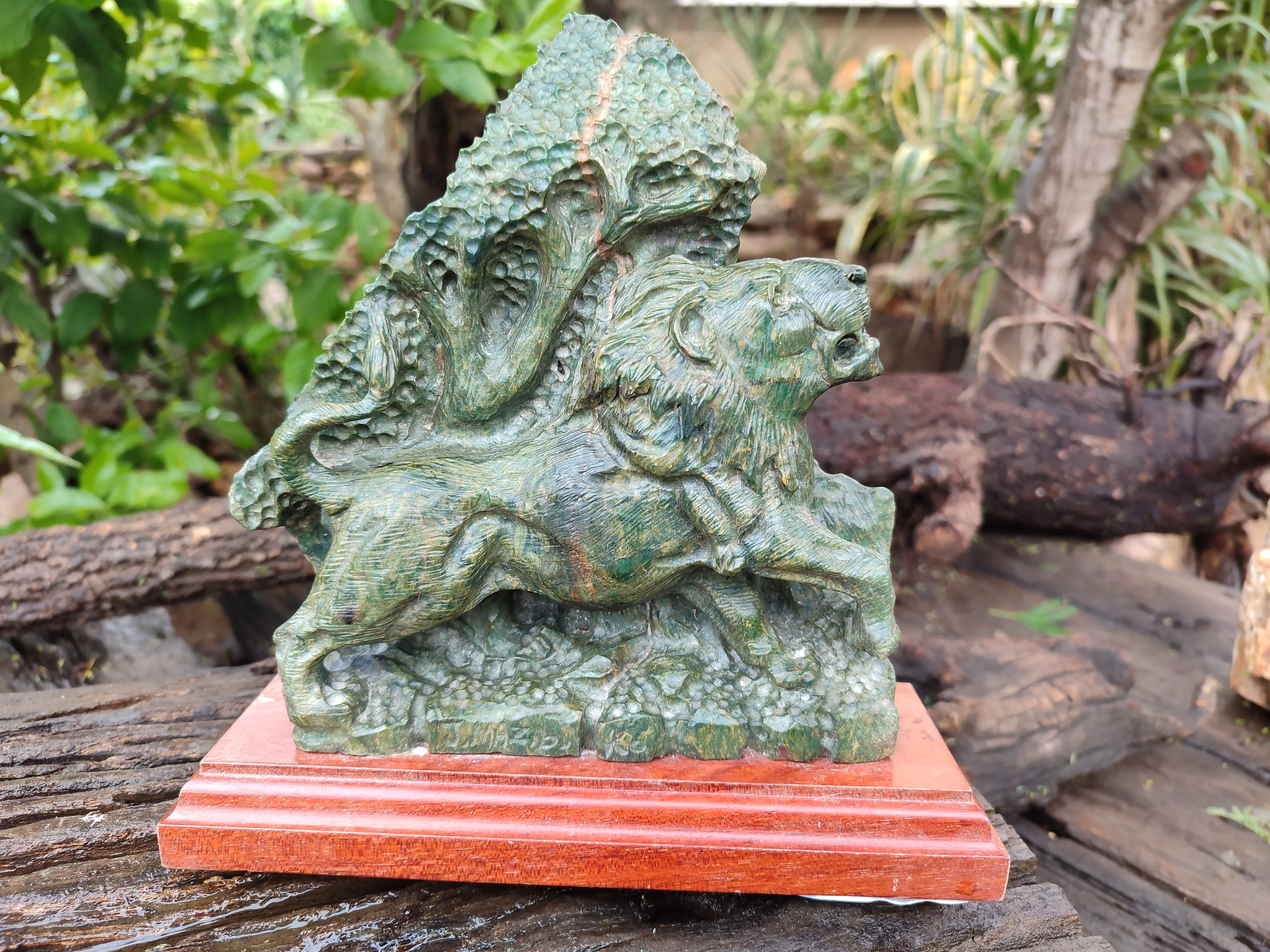 Hand Made Green Verdite Lion Carving x 1 From Zimbabwe