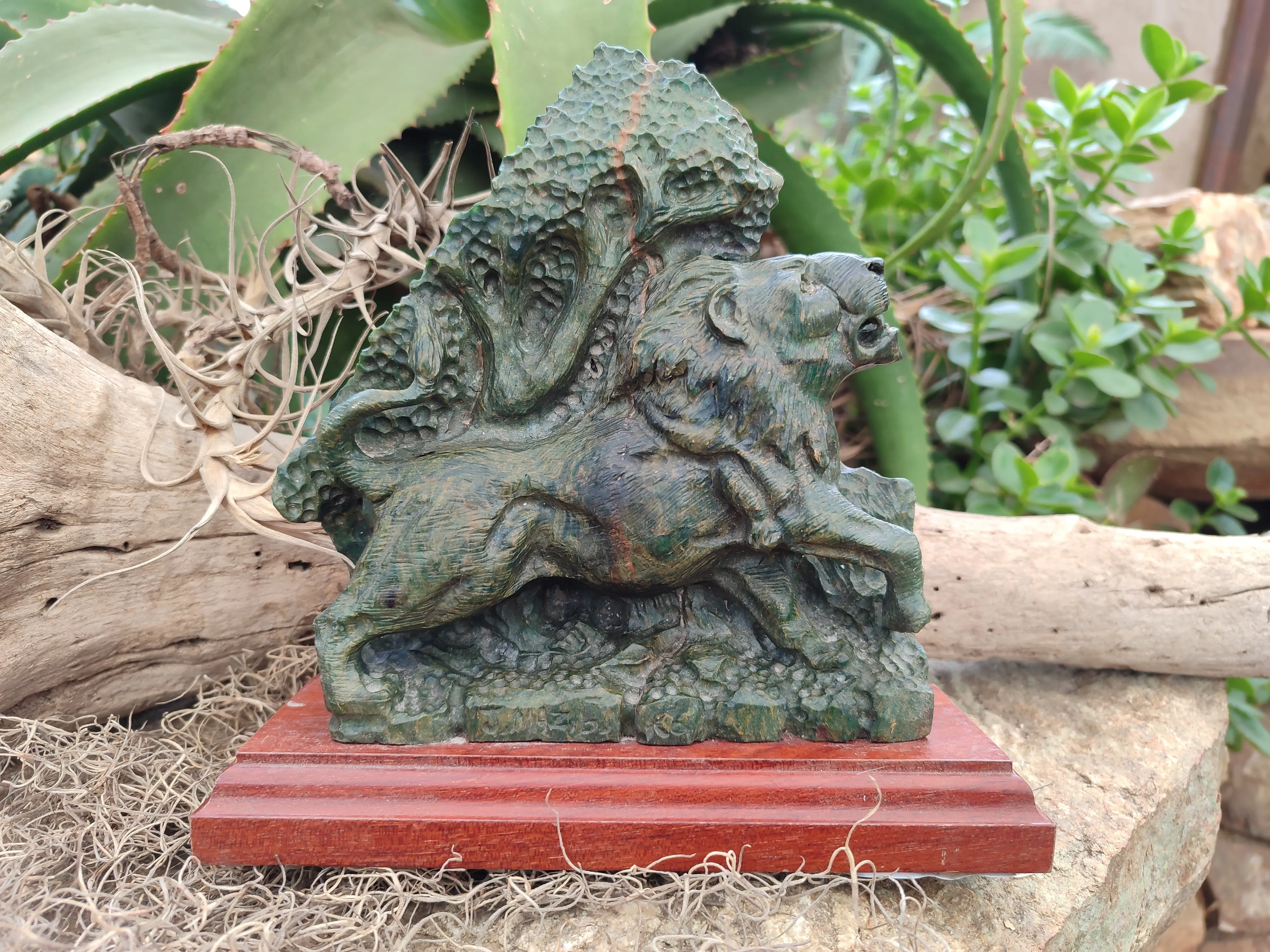 Hand Made Green Verdite Lion Carving x 1 From Zimbabwe