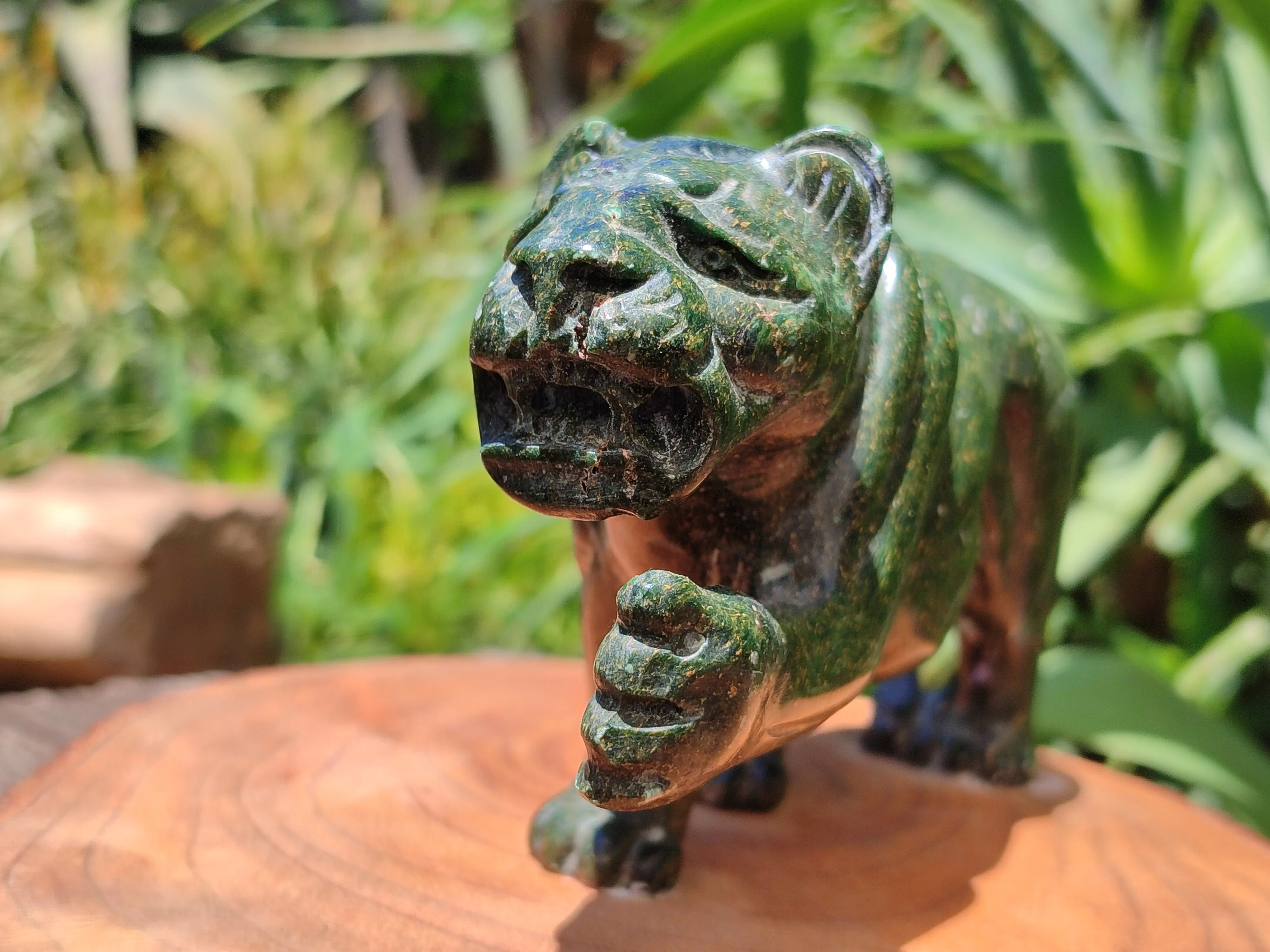 Hand Made Green Verdite Lioness Carving x 1 From Zimbabwe