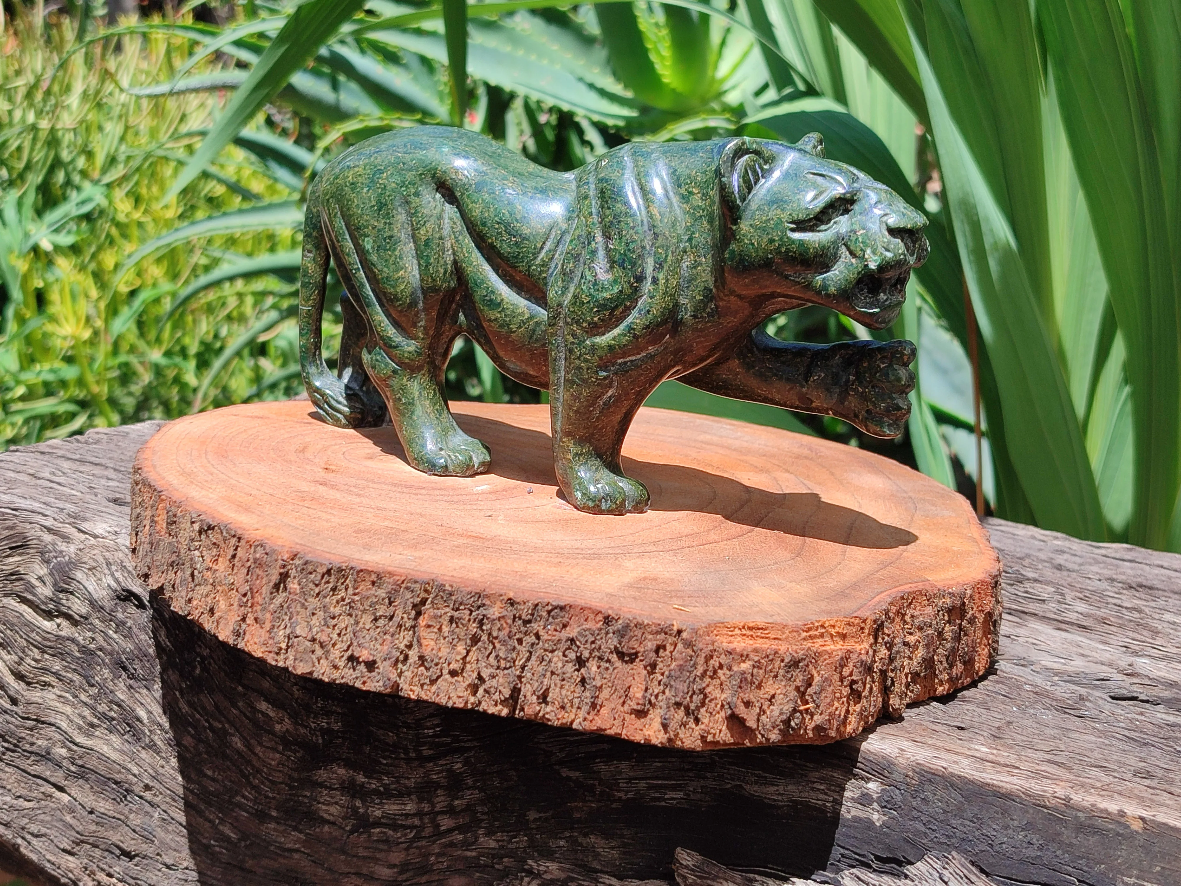 Hand Made Green Verdite Lioness Carving x 1 From Zimbabwe