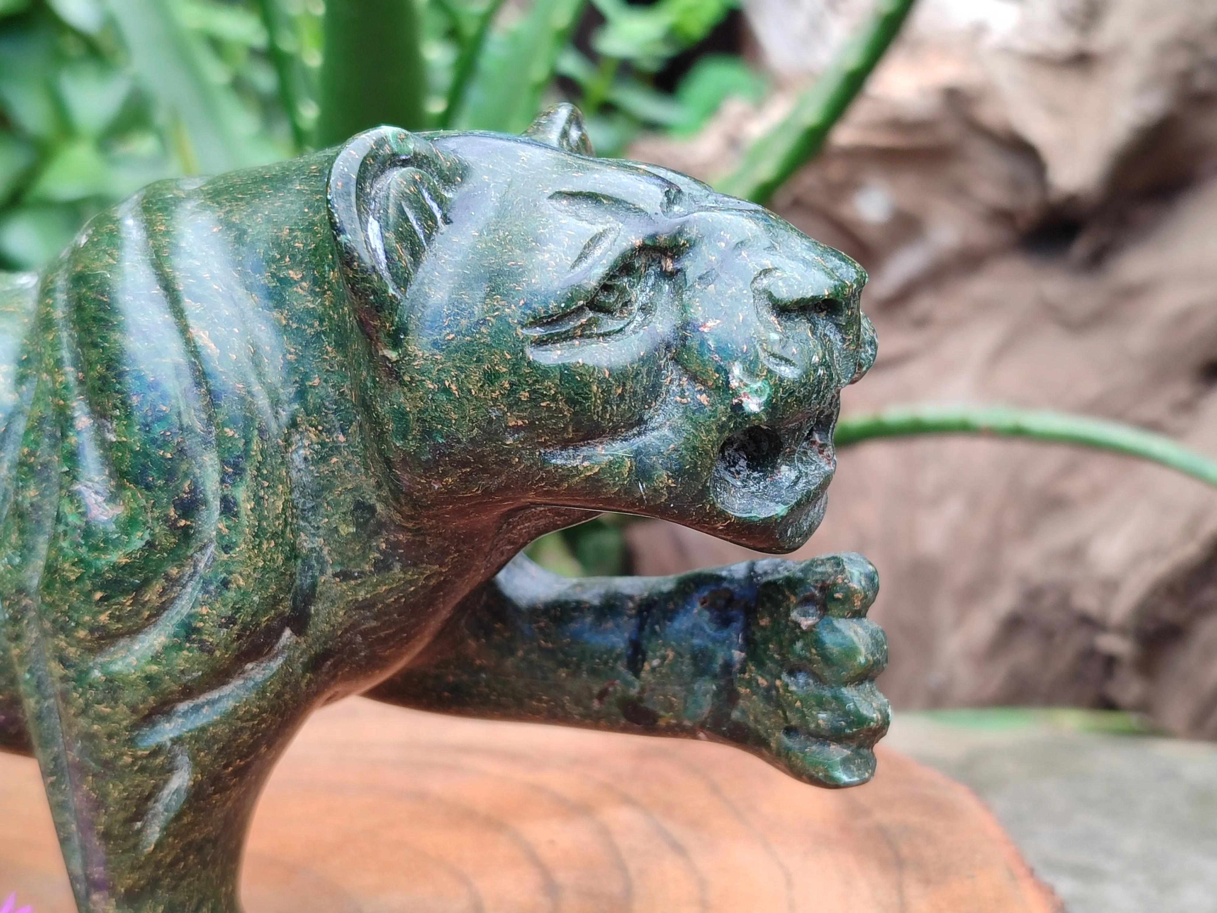 Hand Made Green Verdite Lioness Carving x 1 From Zimbabwe