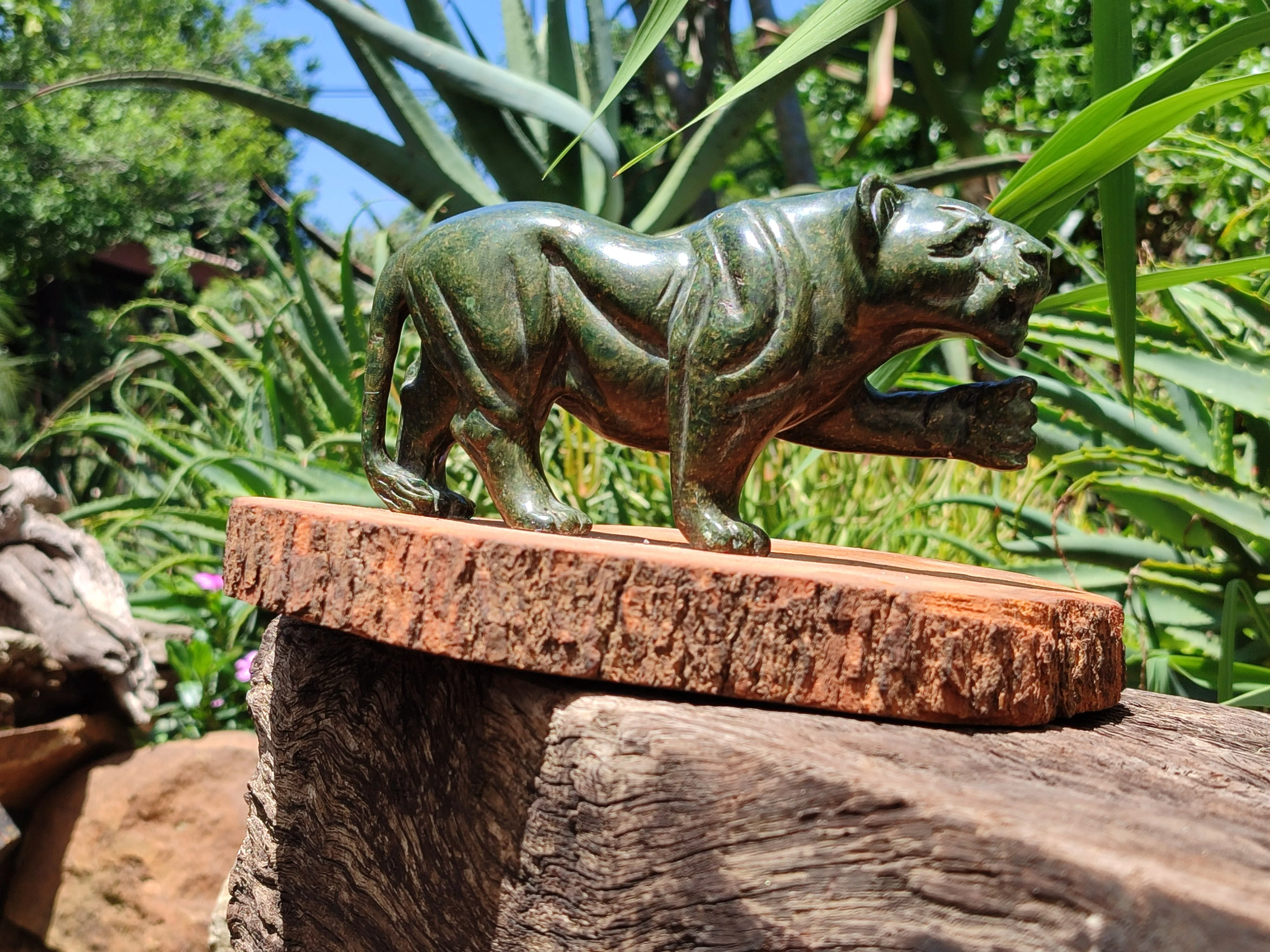 Hand Made Green Verdite Lioness Carving x 1 From Zimbabwe