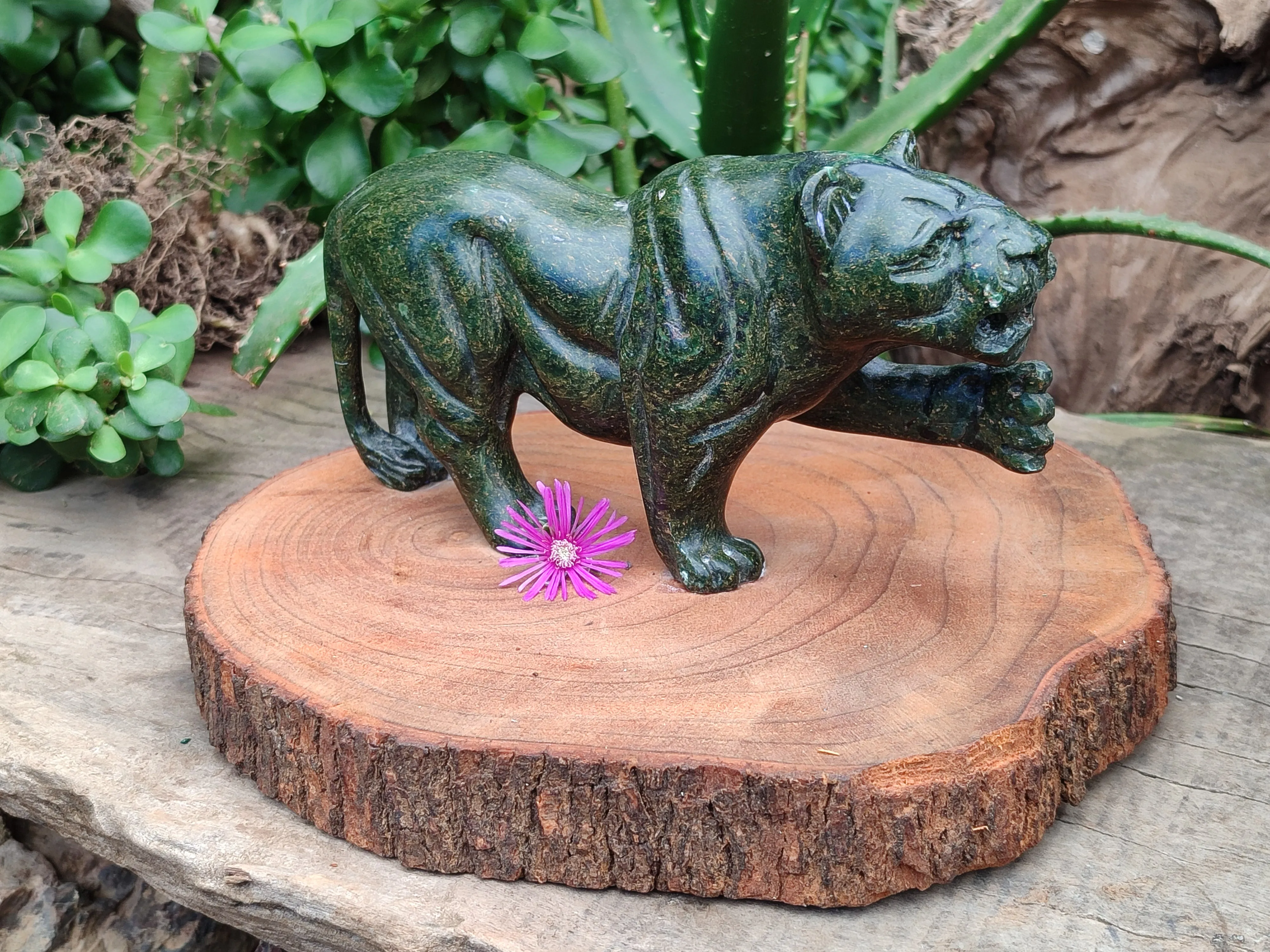 Hand Made Green Verdite Lioness Carving x 1 From Zimbabwe