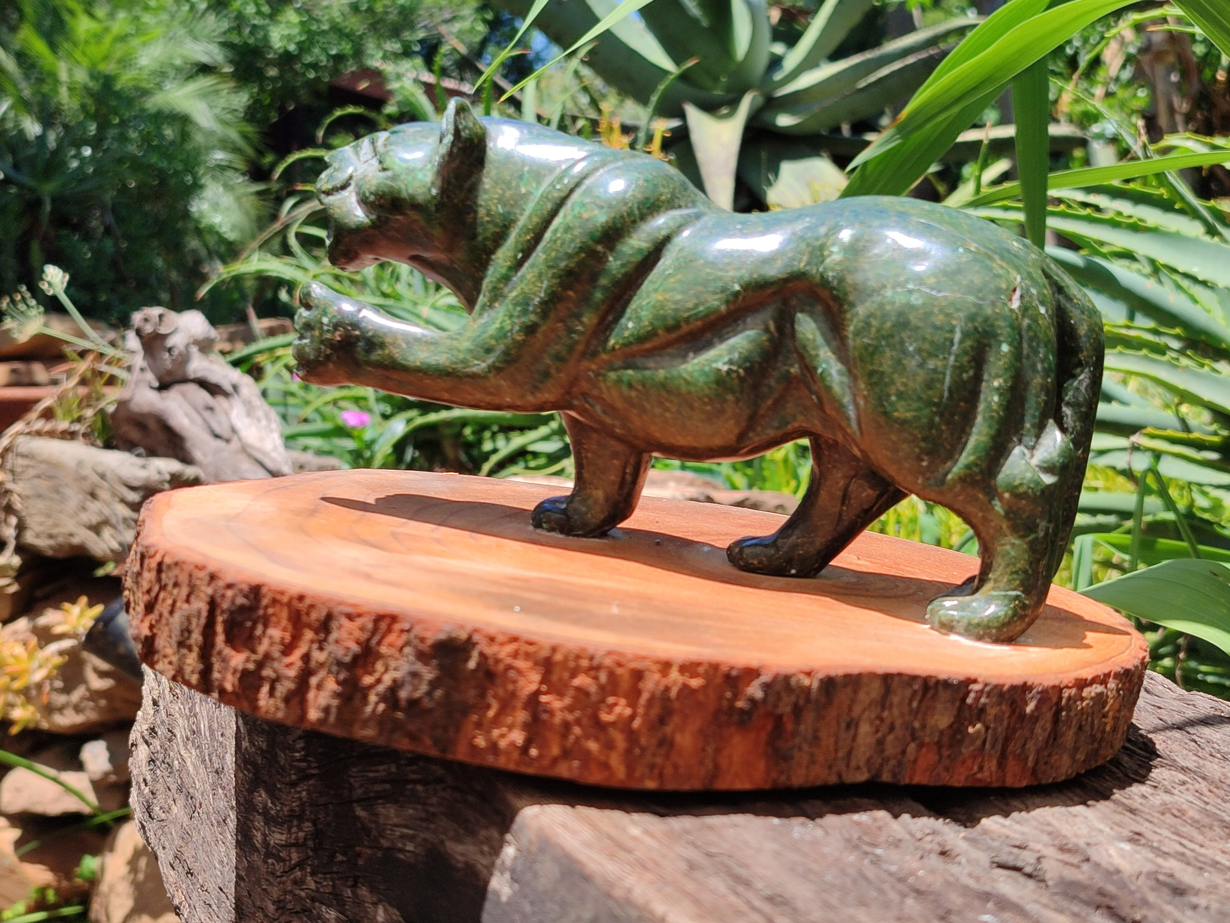 Hand Made Green Verdite Lioness Carving x 1 From Zimbabwe