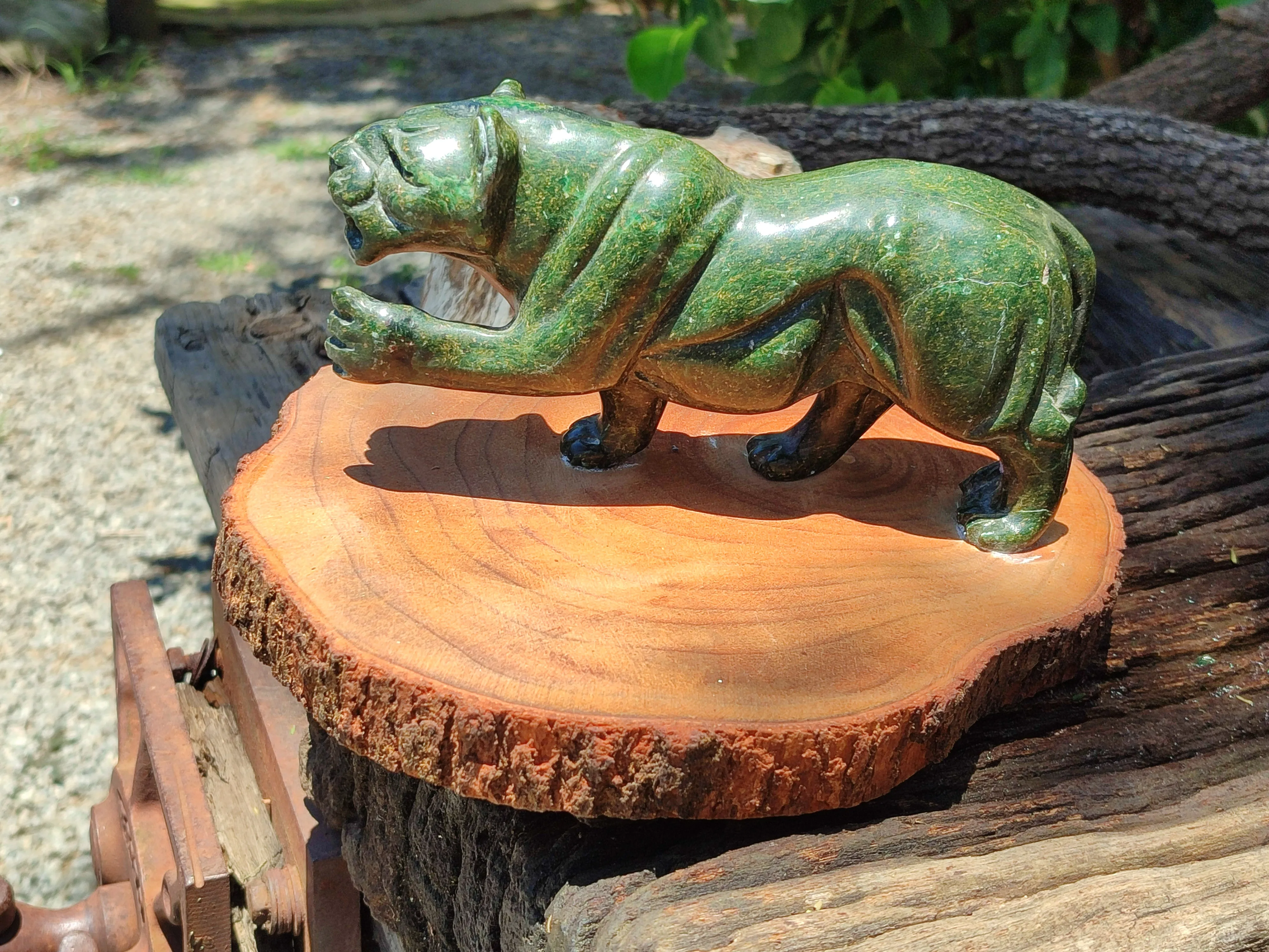 Hand Made Green Verdite Lioness Carving x 1 From Zimbabwe