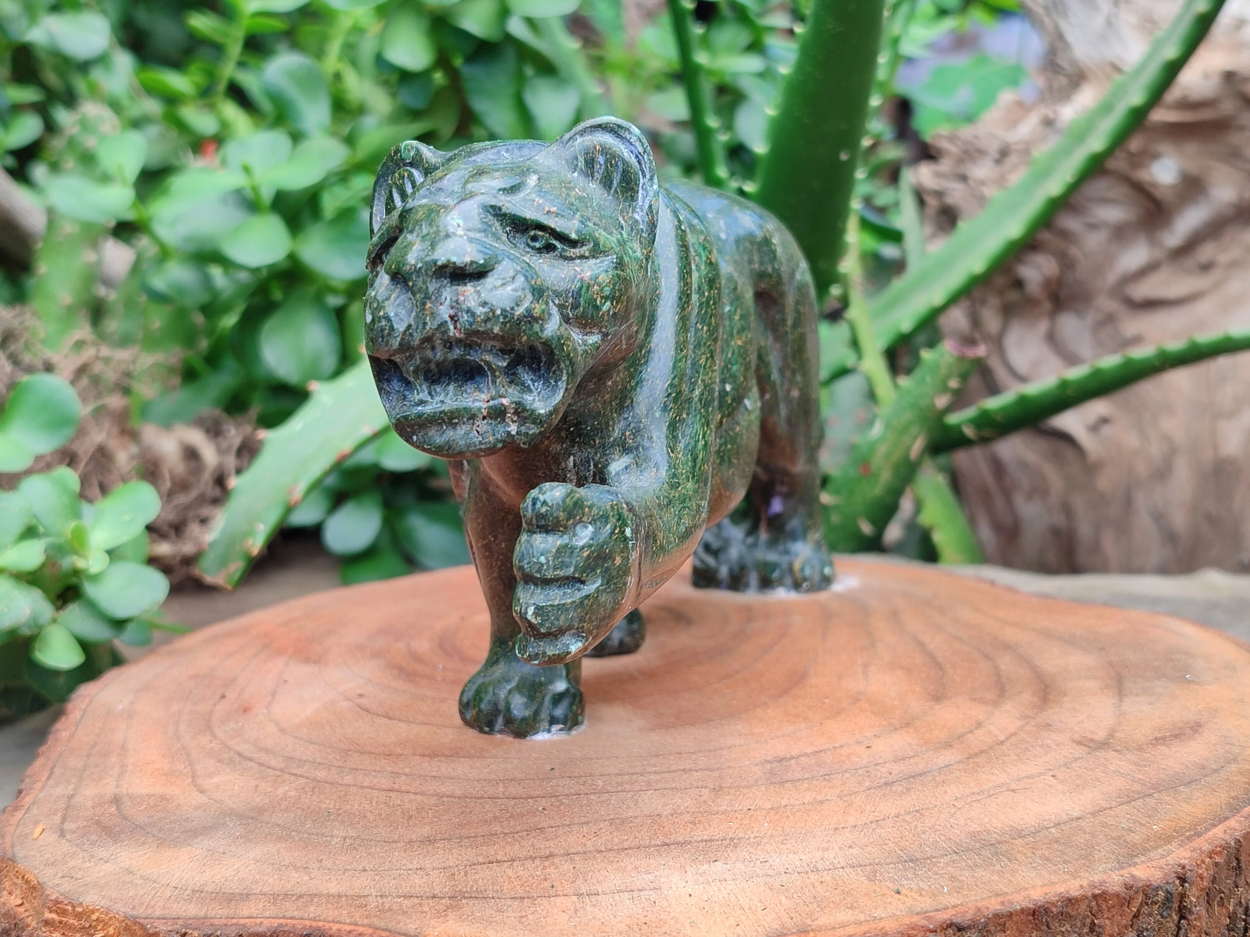 Hand Made Green Verdite Lioness Carving x 1 From Zimbabwe