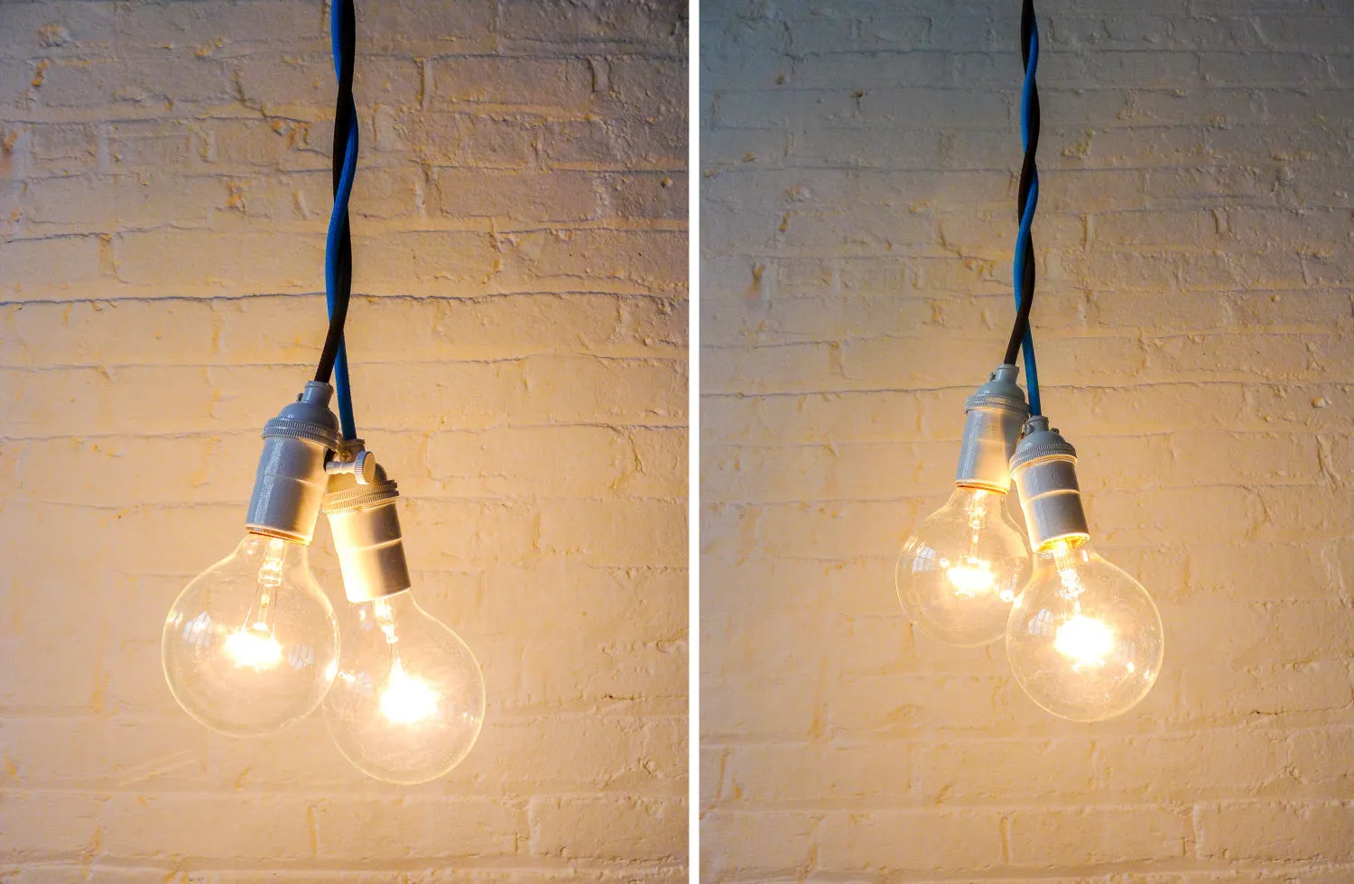 Hanging Plug Light Custom Choice of Blue or Brown Textile Cord