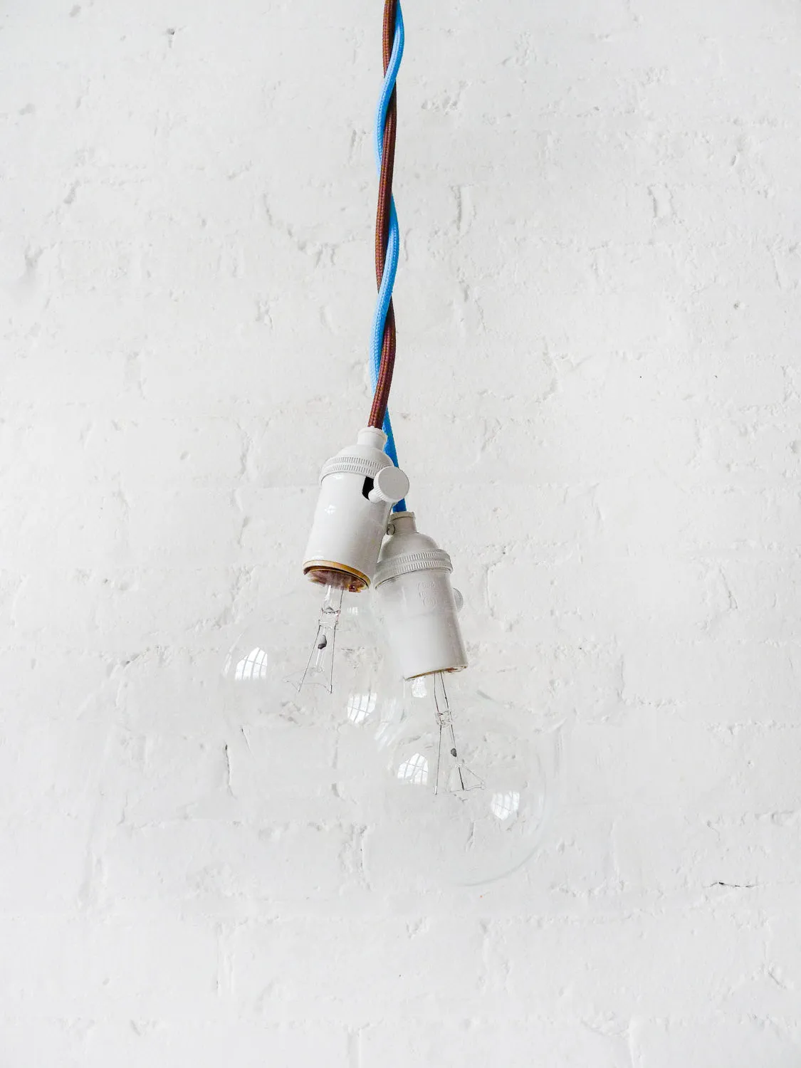 Hanging Plug Light Custom Choice of Blue or Brown Textile Cord