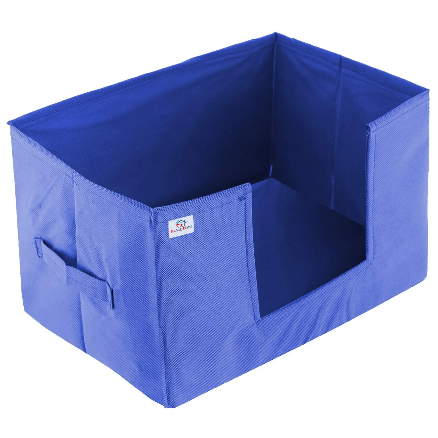 Heart Home Non-Woven Foldable Saree Stacker, Wardrobe Organizer, Storage Bin With Handle (Blue)-HS43HEARTH26420