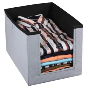 Heart Home Non-Woven Foldable Shirt Stacker Closet Organizer With Handles (Black & Grey)-HS43HEARTH26536