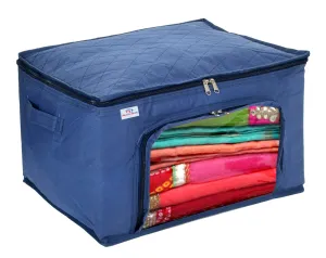 Heart Home Non-Woven Living Box, Underbed Storage, Cloth Storage Boxes for Wardrobe With Window (Blue) 54HH4093.