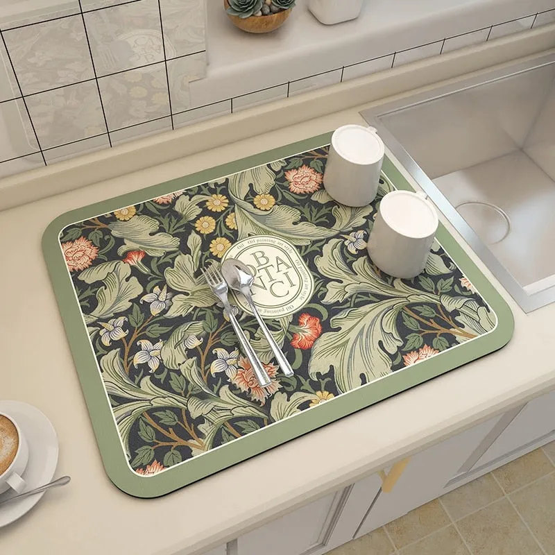 Kitchen Drain Pad Absorbent Drying Mat Countertop Protector Placemat