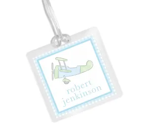 Laminated Bag Tag - Pastel Airplane