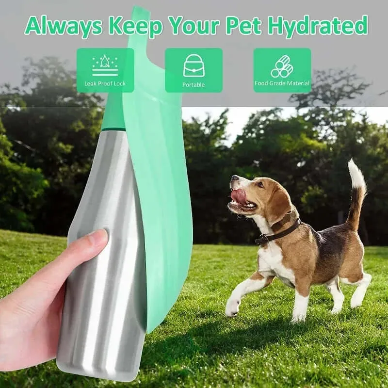 Large Dog Water Bottle Stainless Steel Outdoor Portable Dog Water Bowl