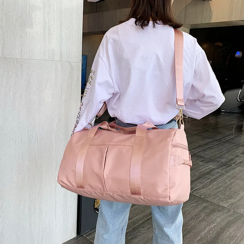 Large Female Travel Bag Travel Pocket Fashion Cross body Sports Travel Bag Shoe Compartment Clothing Storage Bag Shoulder Bag